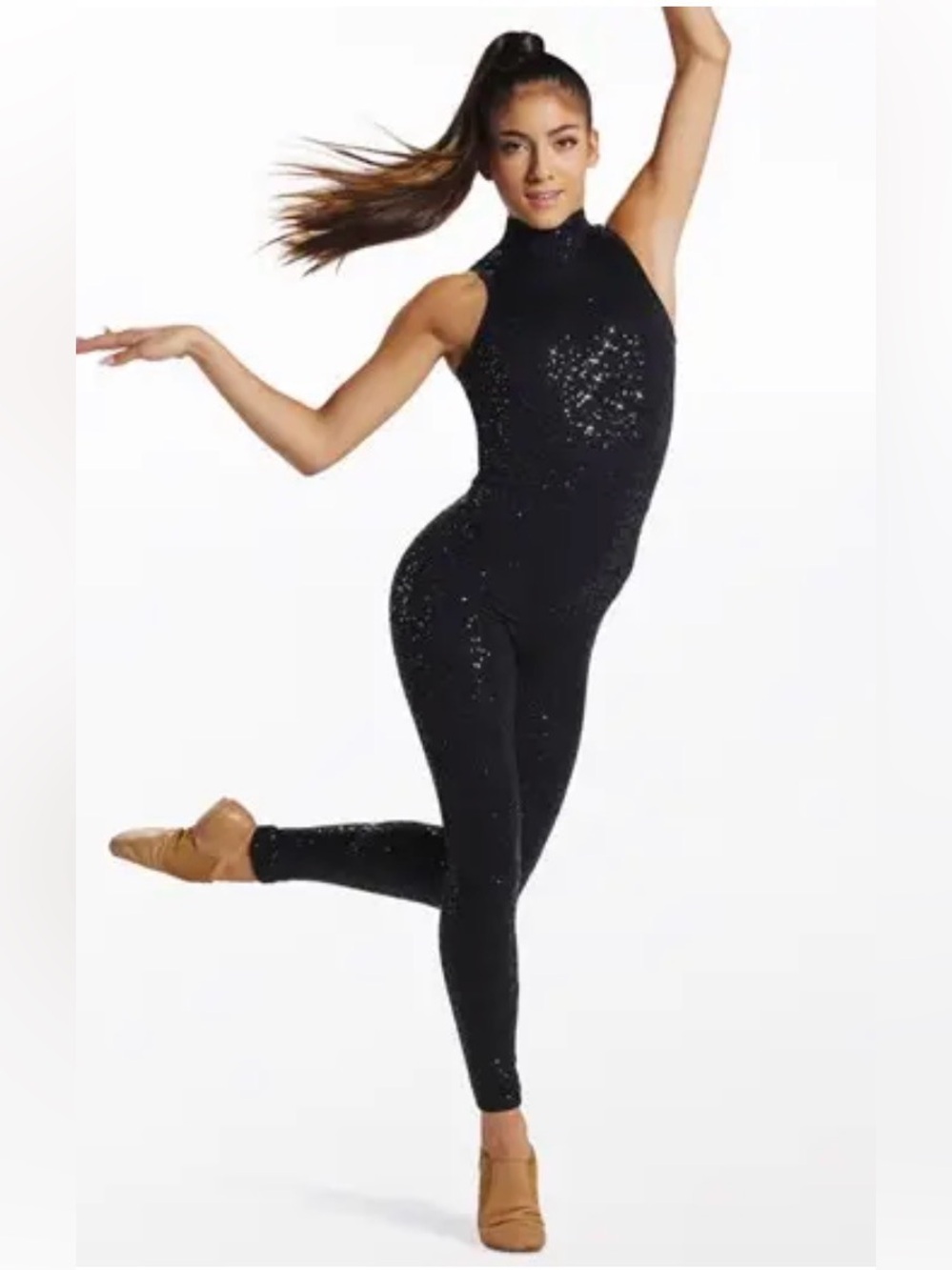 Balera Black Sequin High-Neck Dance Jumpsuit
